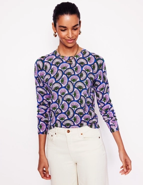 Subtle Detail Outdoor Layer Emilia Cotton Crew Jumper-Soft Lavender Pink, Daisy Arc