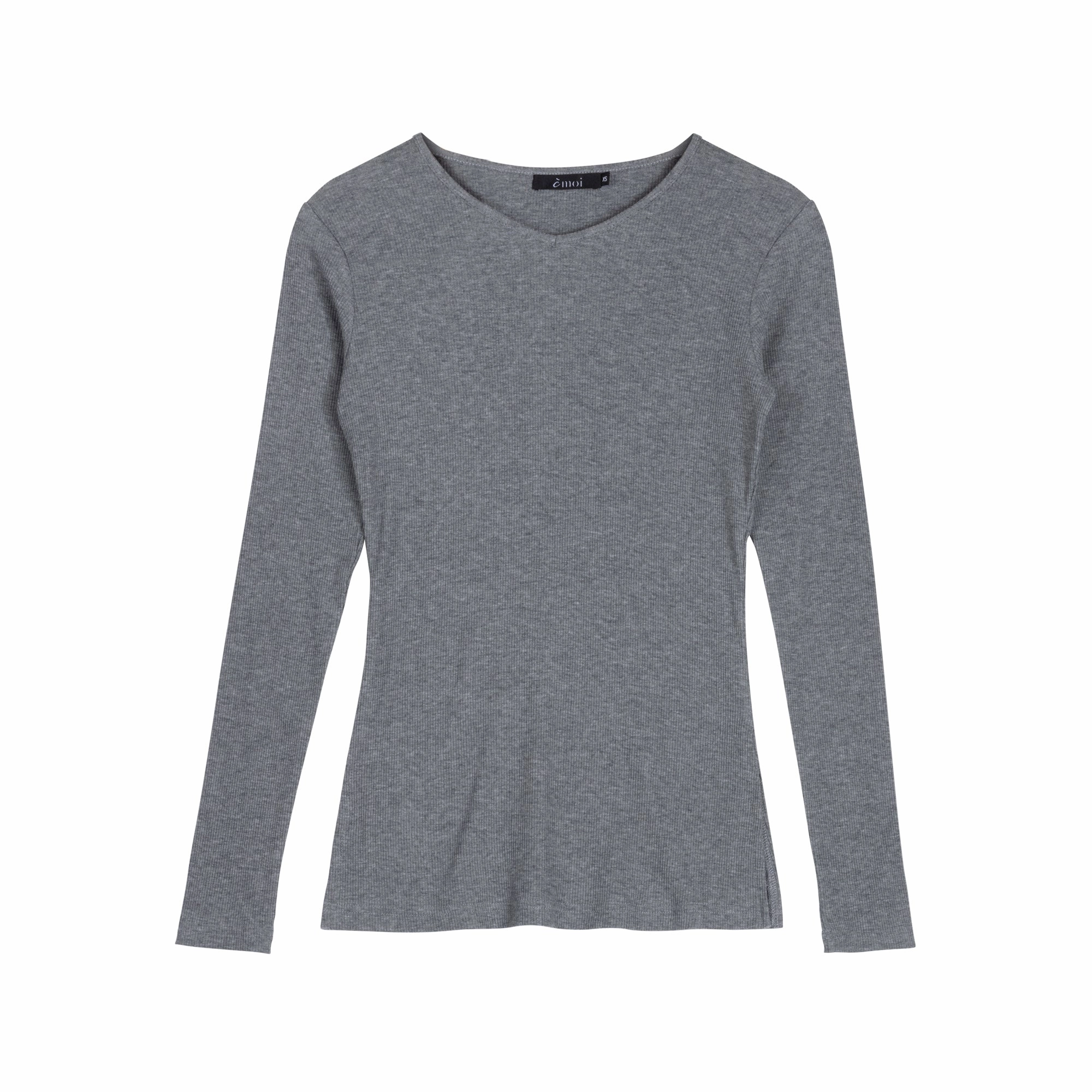 Ribbed V-neck Tee | Charcoal Bohemian style VentedBack