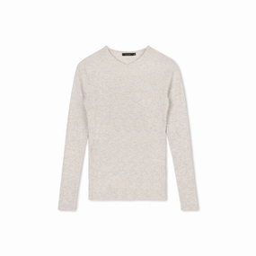 Ribbed V-neck Tee | Light Gray Comfortable Cut