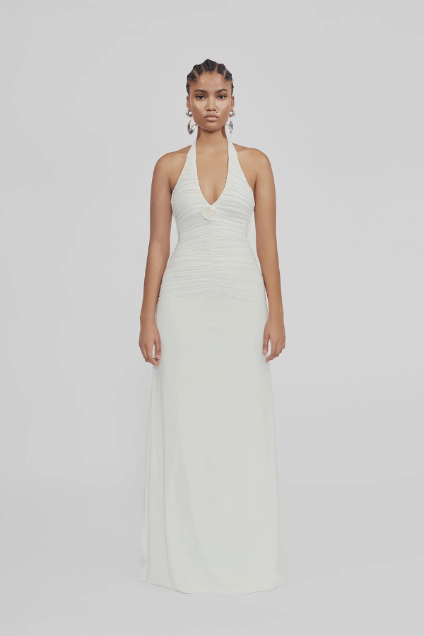 Elegant Mood Ruffle Detail Roman Off White