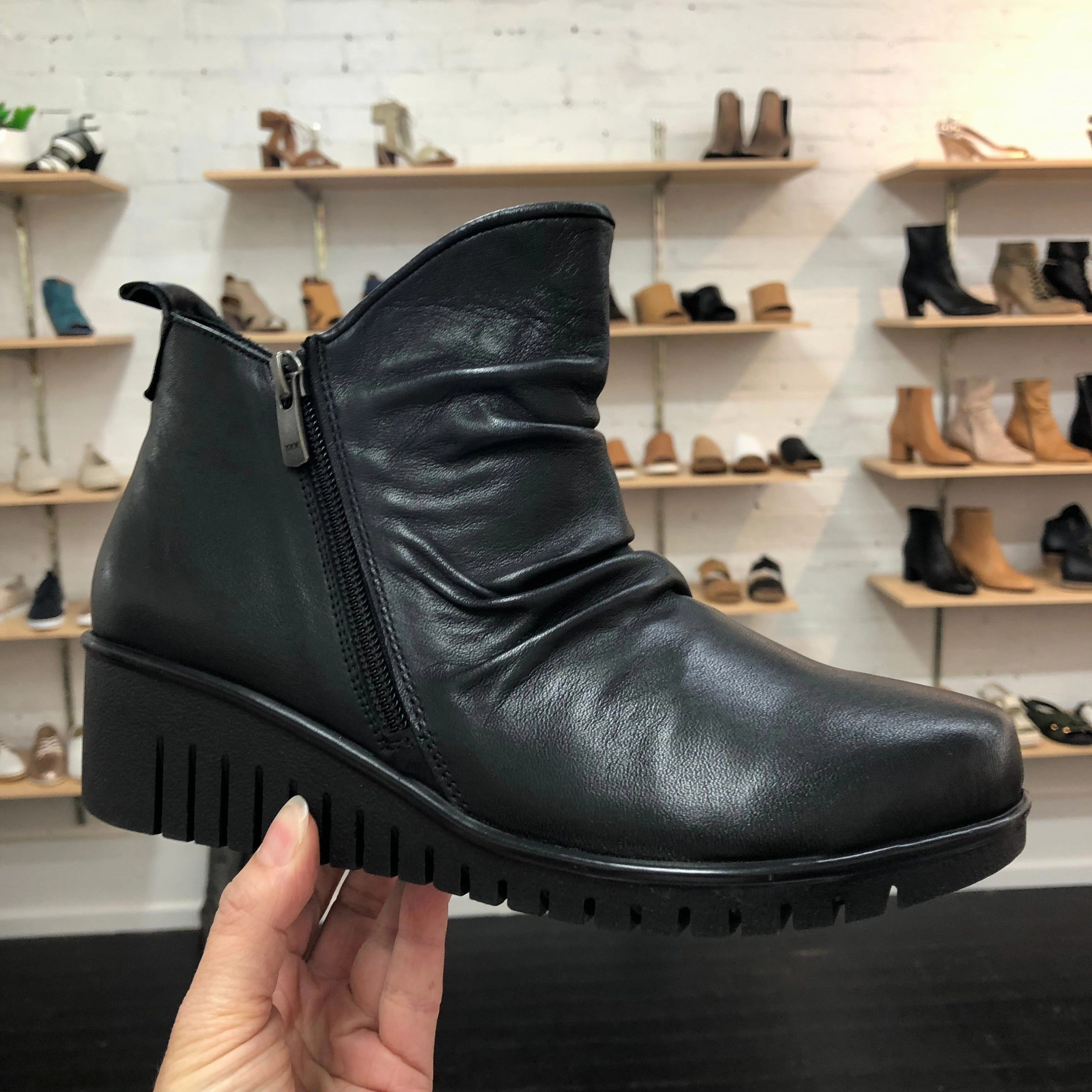 Sala Foley ~ Black ~ Coconut/Tan ~ Leather Boot