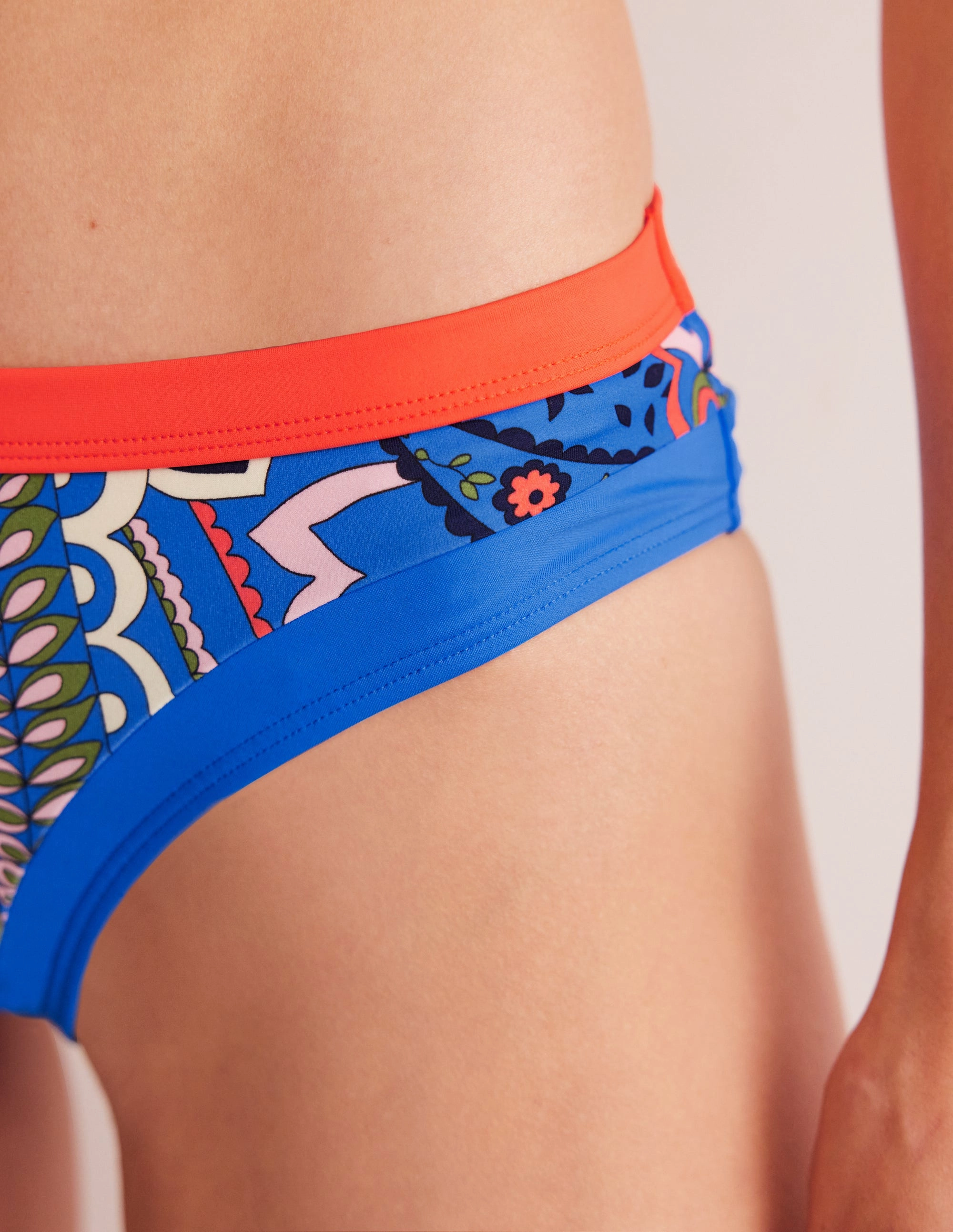 Anti fade Stain Resistant Surface Santorini Bikini Bottoms-Blue, Foliage Paisley