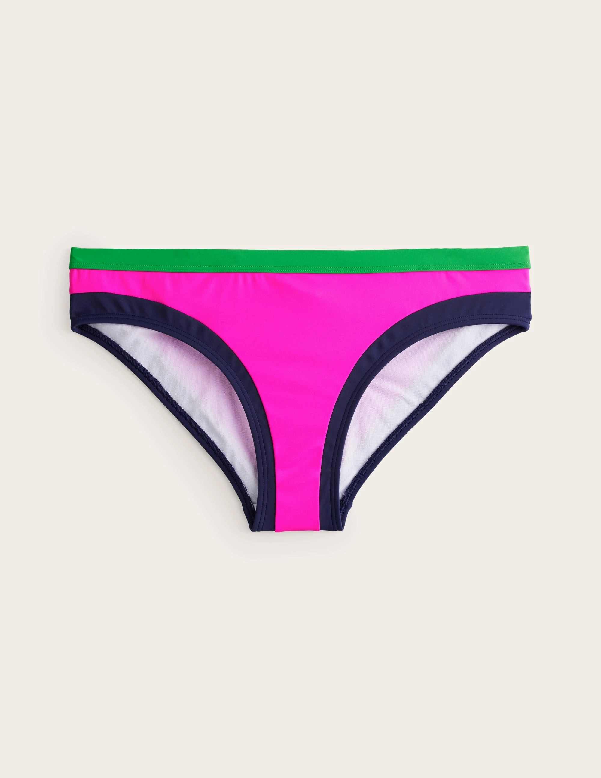 Rubber Free Elastic Bands Flex Zone Construction Santorini Bikini Bottoms-Super Pink Colourblock