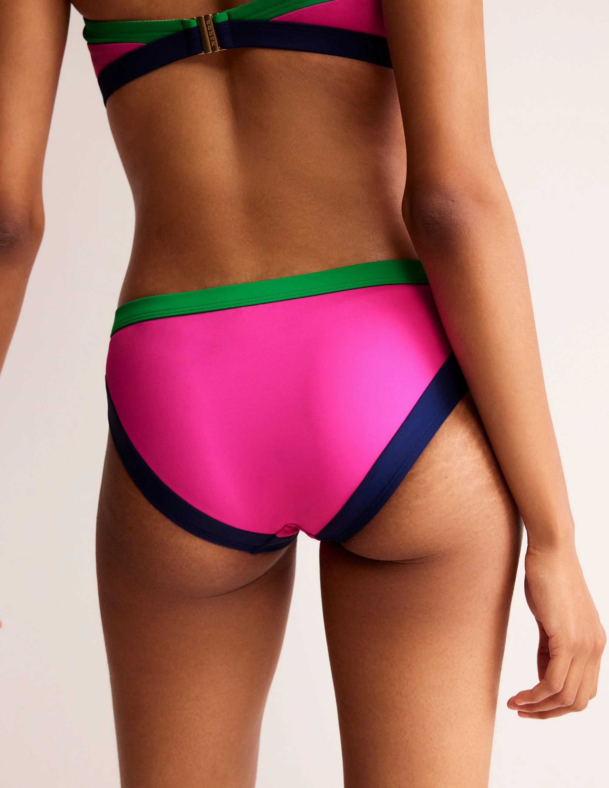 Santorini Bikini Bottoms-Super Pink Colourblock Wave Defying Clasp