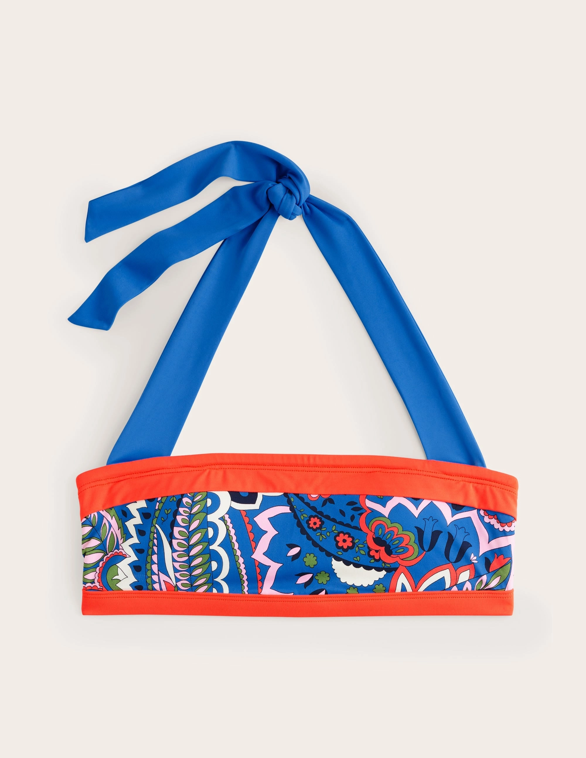 Summer Life Easy Care Santorini Bikini Top-Blue, Foliage Paisley