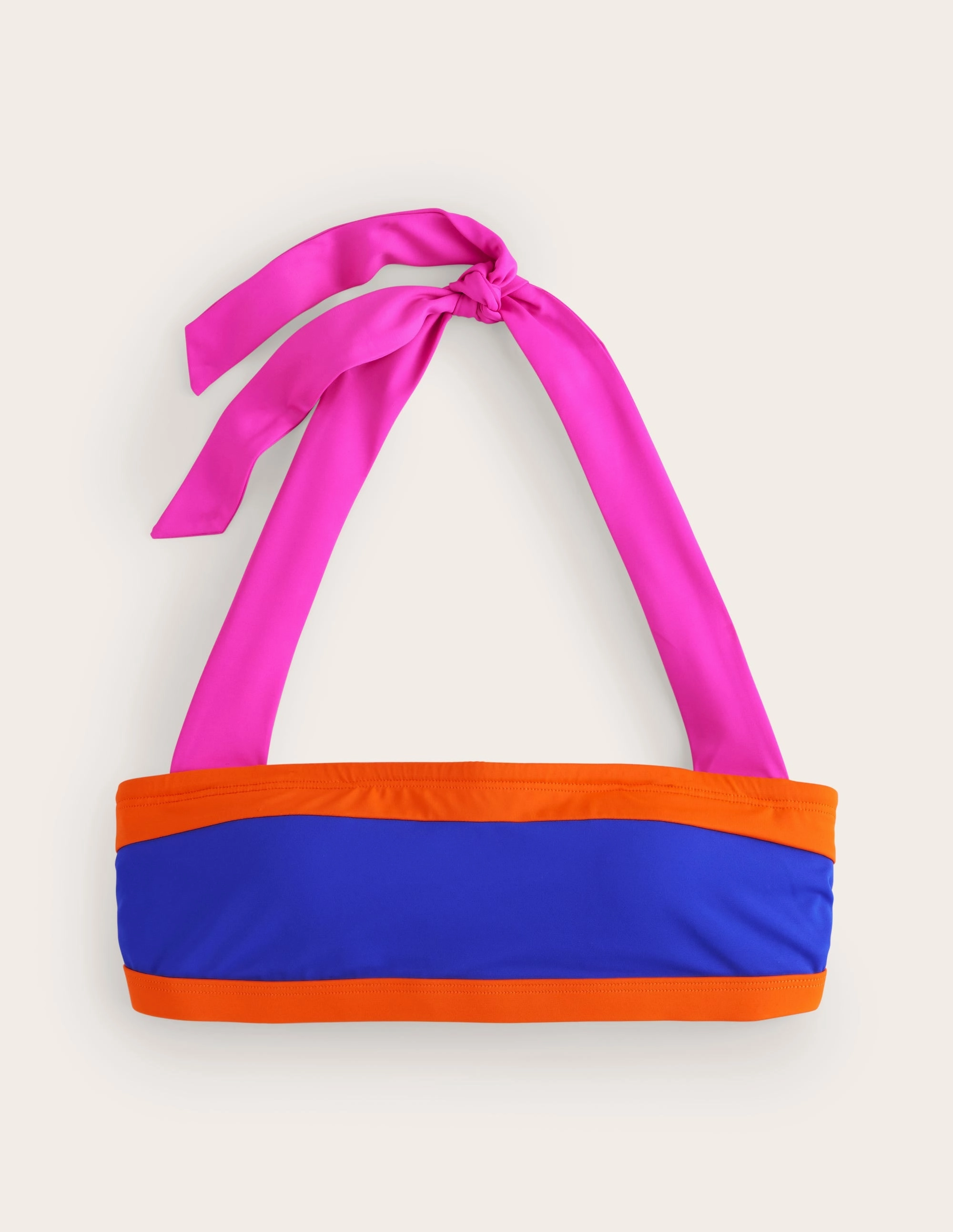 Santorini Bikini Top-Blue/Pink Colourblock Soft Touch Lining Sustainable Dye Process