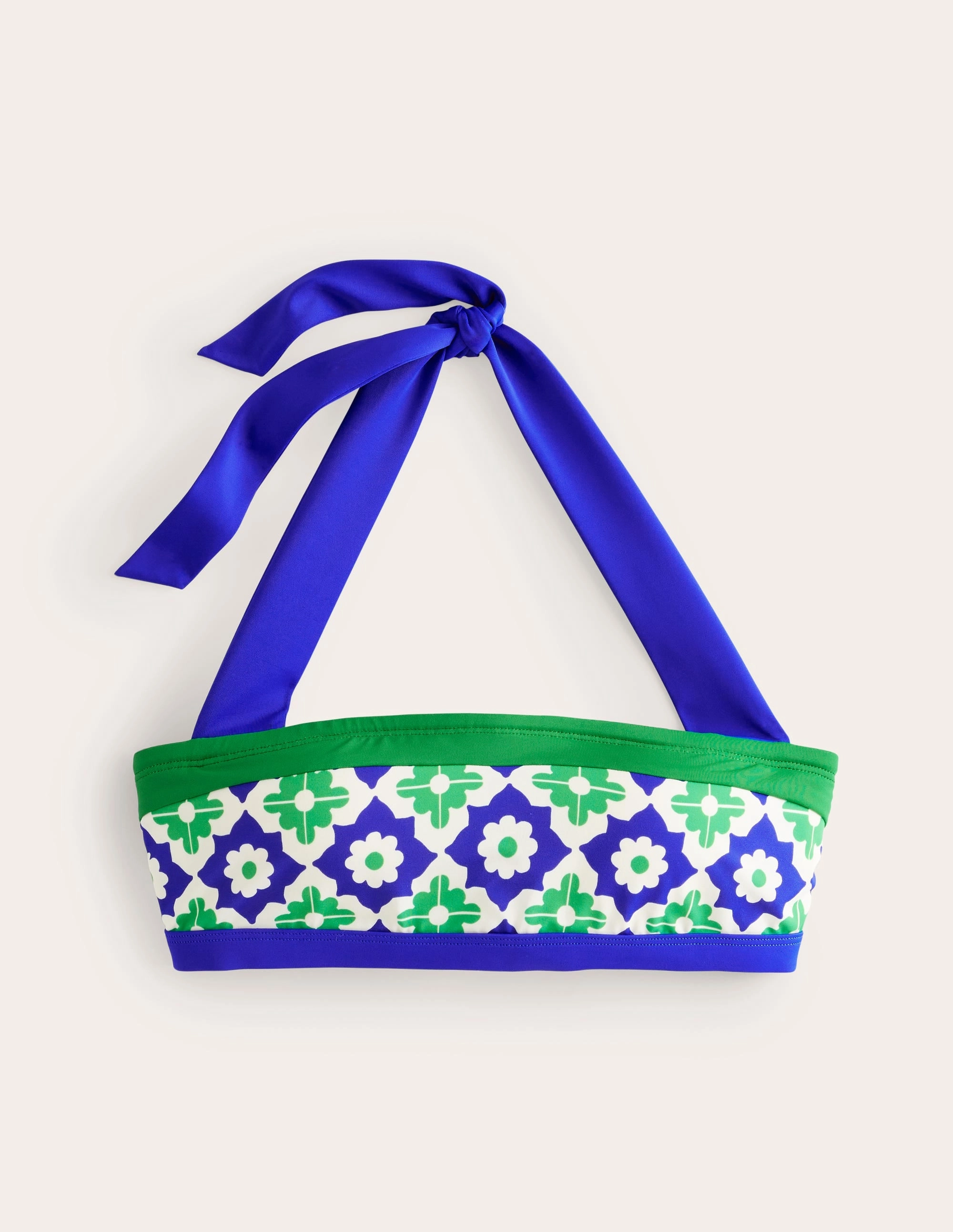 Seaside Relaxation Neutral-Tones Santorini Bikini Top-Surf The Web, Geometric Stamp