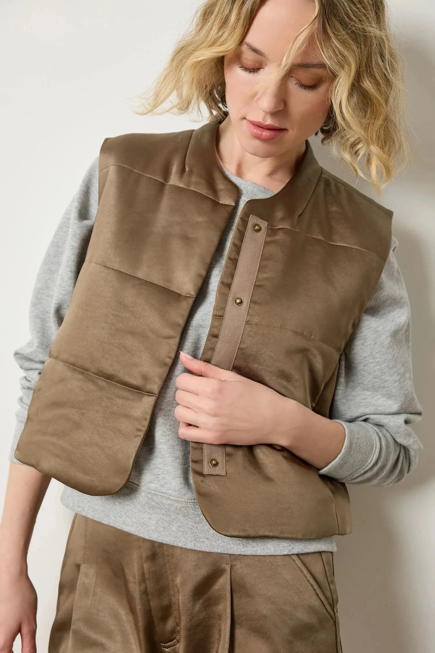 Satin Quilted Vest Parsley Supply
