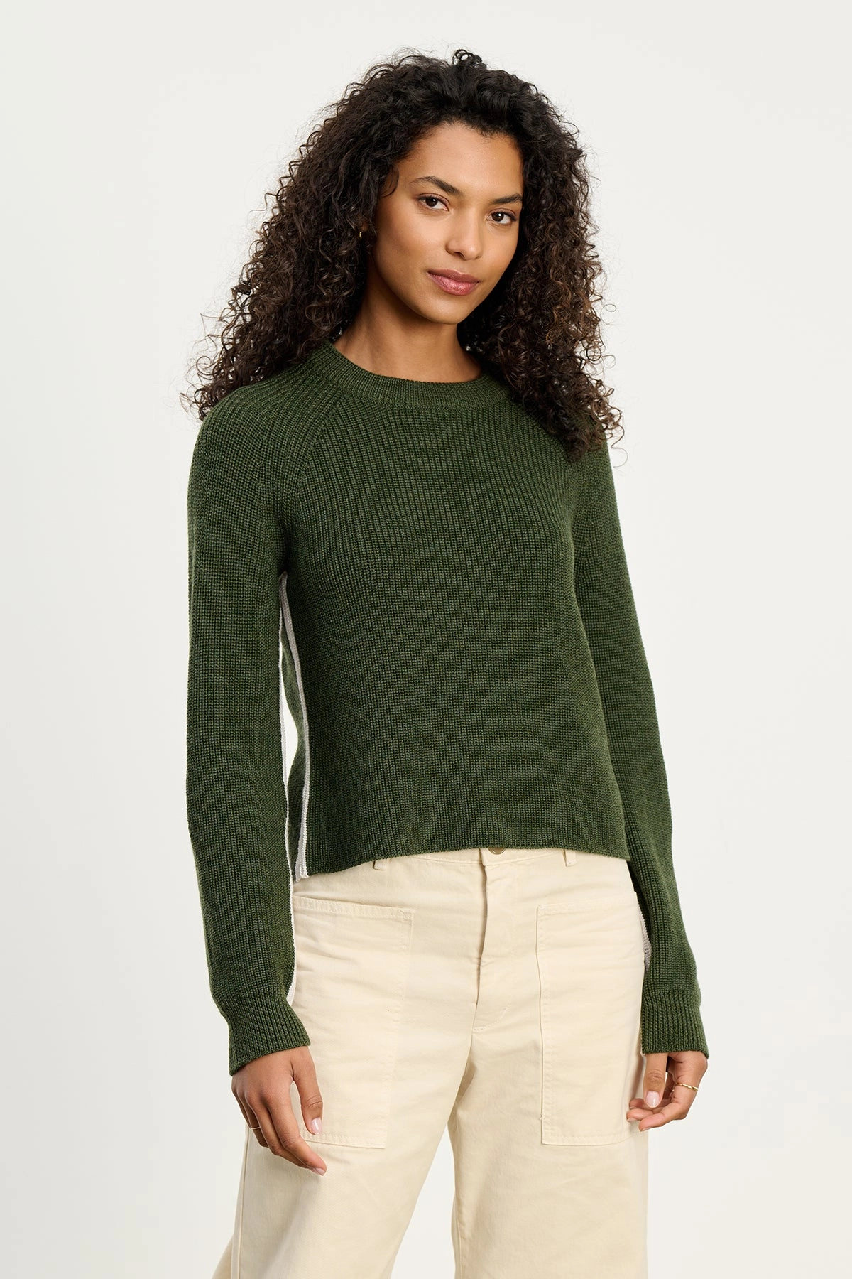 Savannah Long Sleeve Crew Neck in Pine TaglessCollar