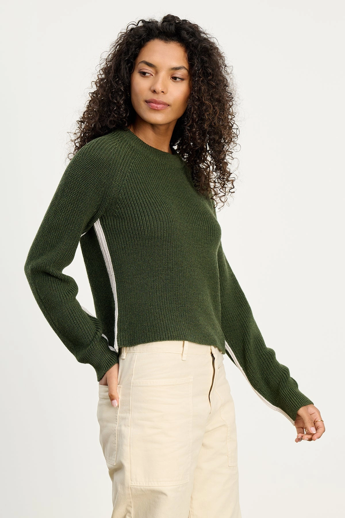 Savannah Long Sleeve Crew Neck in Pine Layered Hemline Basic Dress