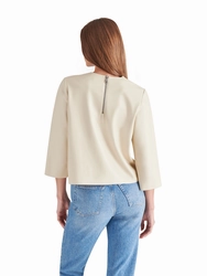 LayeredNeckline Microfiber Material Dee Top in Bone