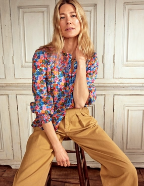 Summer Style EcoFriendlyMaterial Effie Smocked Blouse-Multi, Paintbox Ditsy