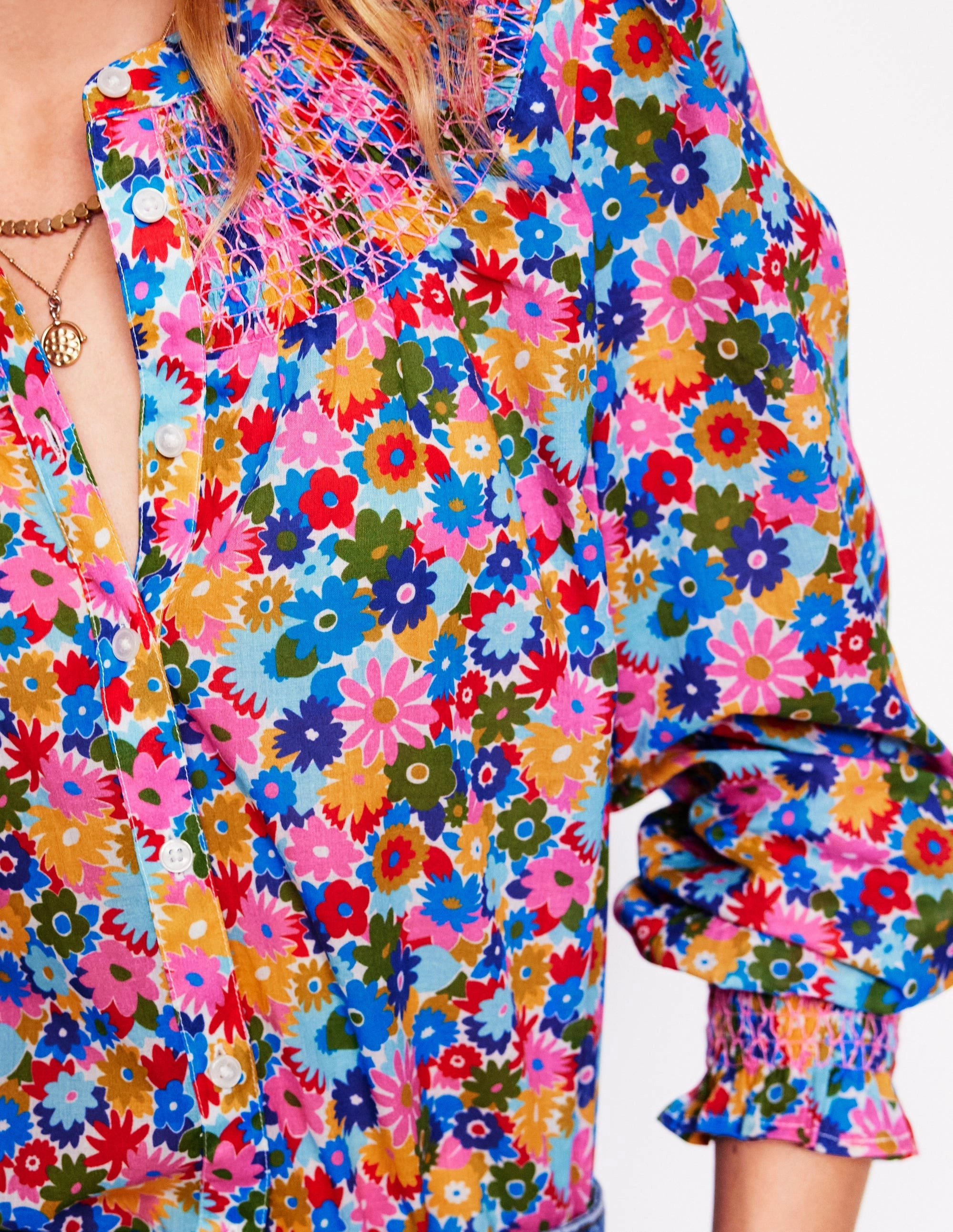 Effie Smocked Blouse-Multi, Paintbox Ditsy MinimalistSilhouette