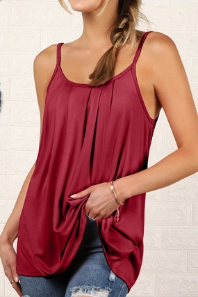 DurableWeave FRONT PLEATED CAMI TANK TOP WITH PLUS SIZE