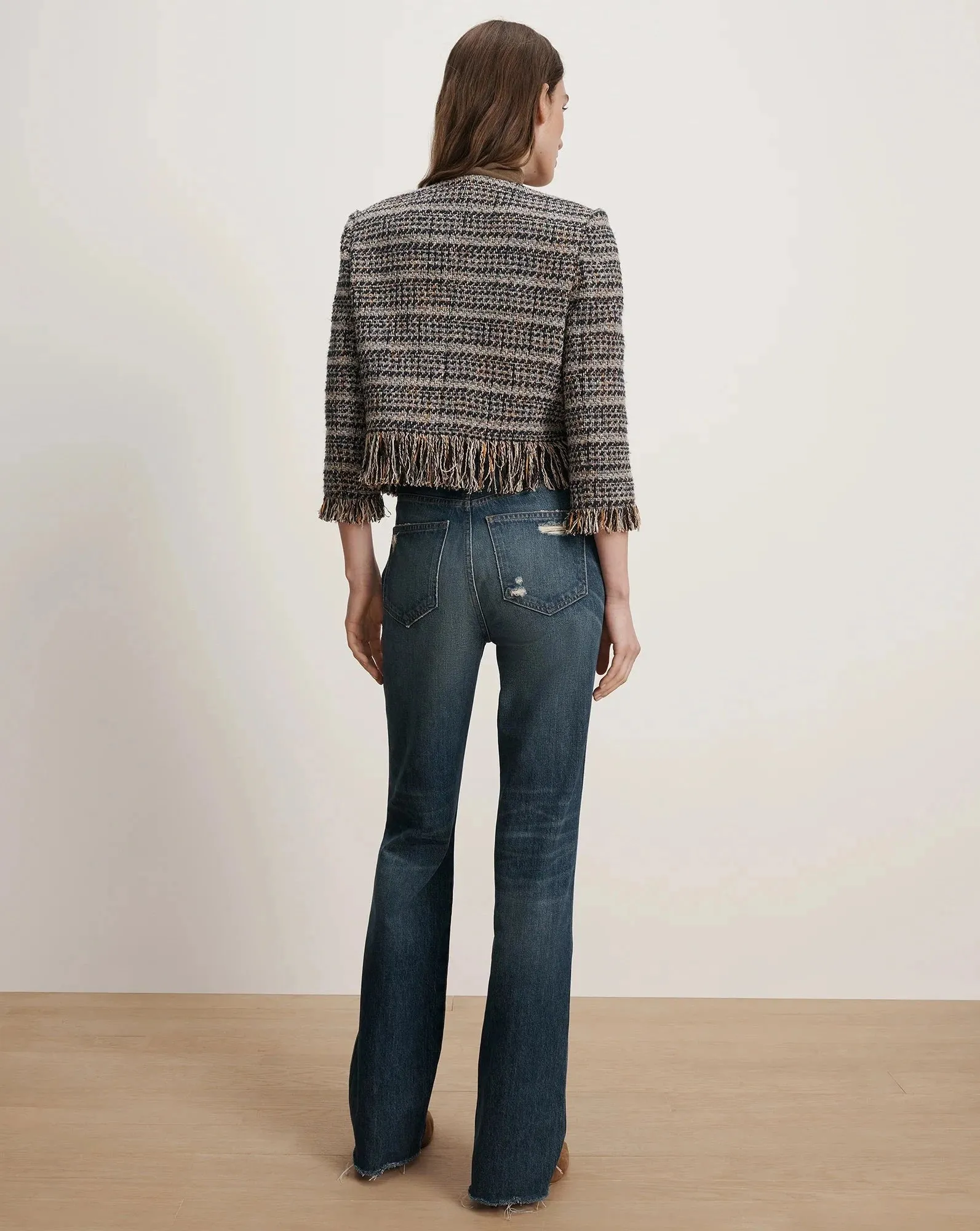 Lyons Fringe Jacket Navy Multi Storage Compressed Packaging