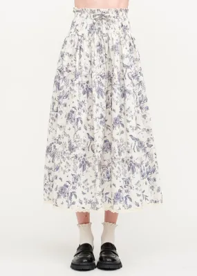 AMELIE FLORAL COTTON-POPLIN MIDI SKIRT Soft Aesthetic