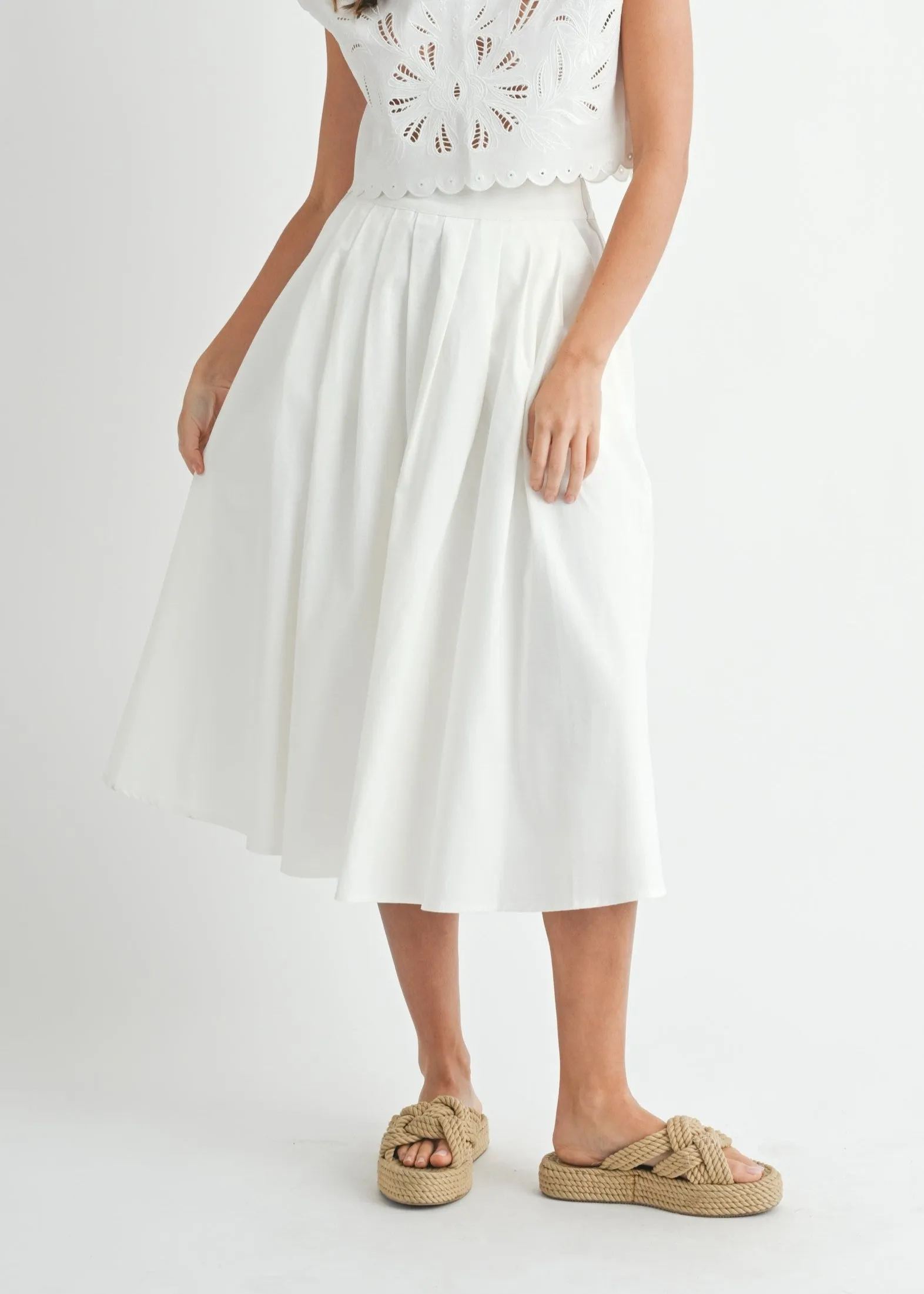 Minimalist fashion Wrap Closure WILLOW PLEATED MIDI SKIRT