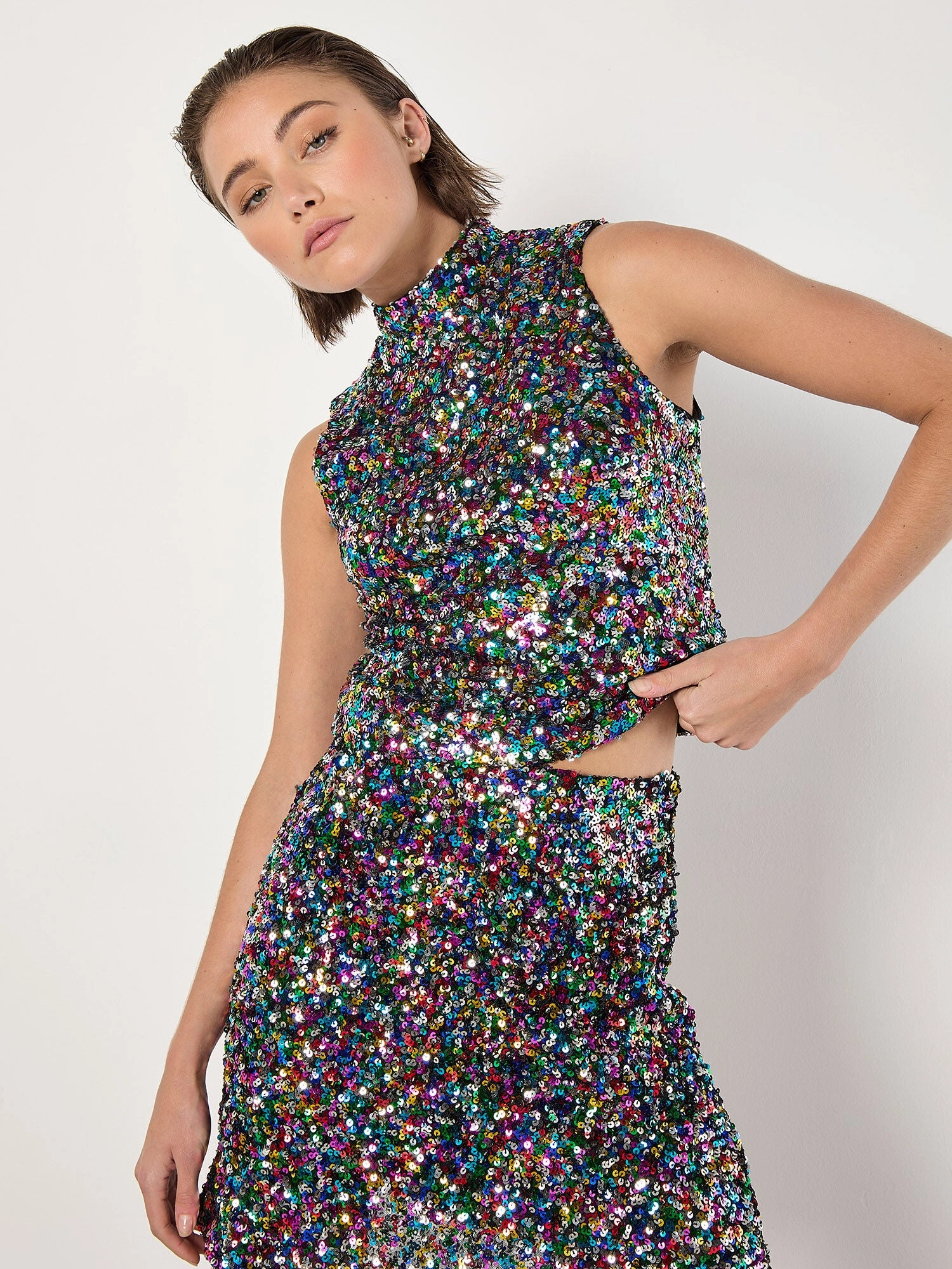 Sequin Tank in Rainbow UltraSoftInterior NonRestrictive Cut