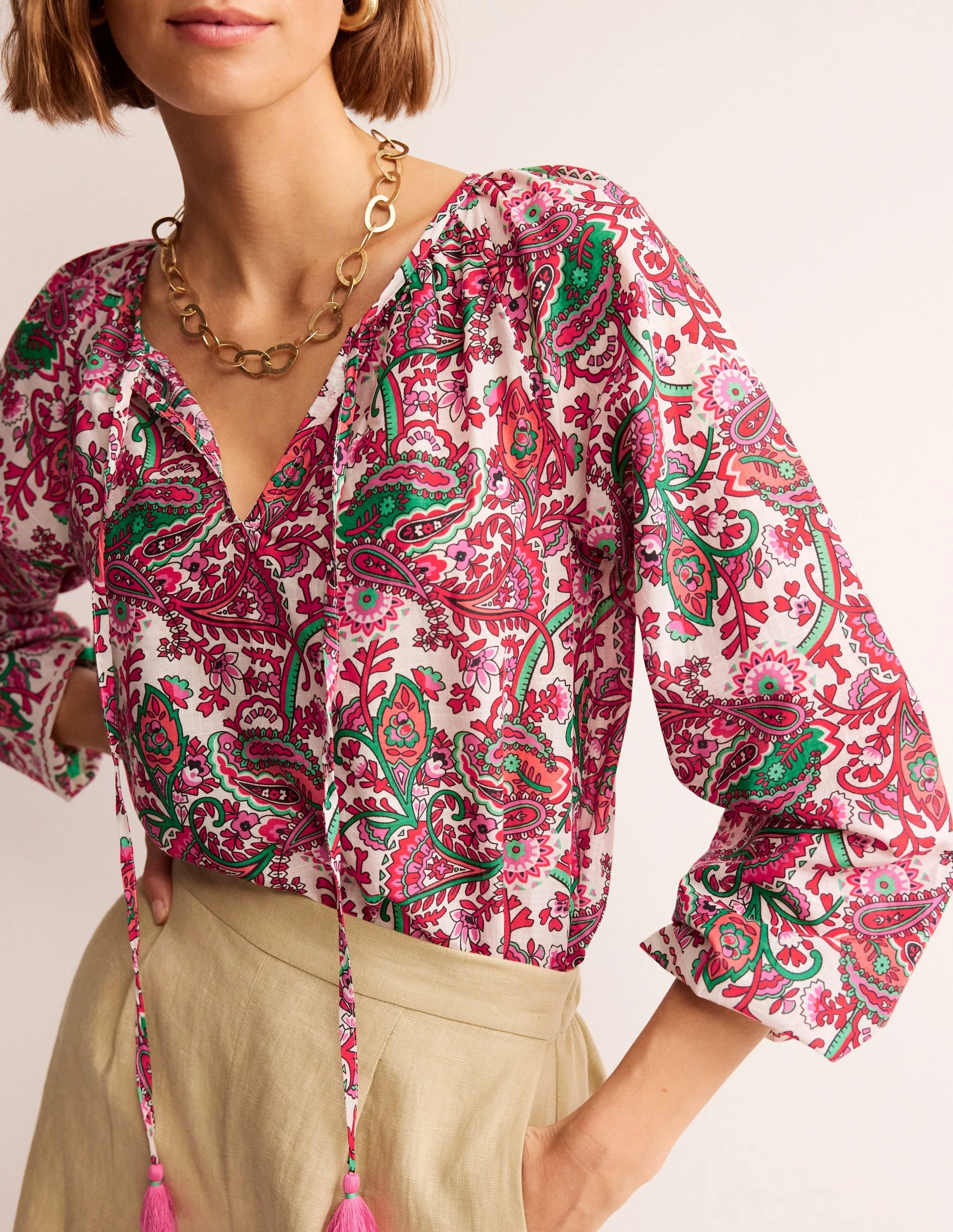 Serena Cotton Blouse-Multi, Fantastical MultiDirectionalStretch