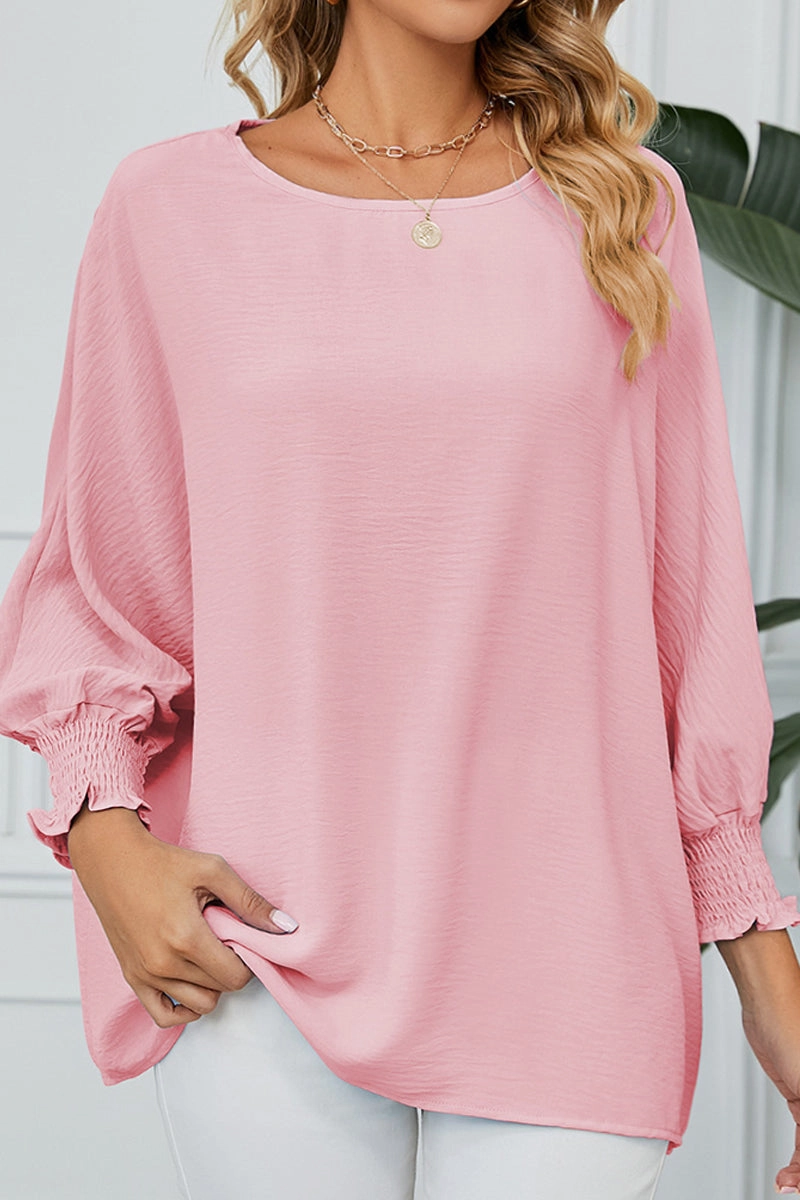 SEVEN QUARTER SLEEVE LOOSE SHIFFON BLOUSE Structured Shoulder