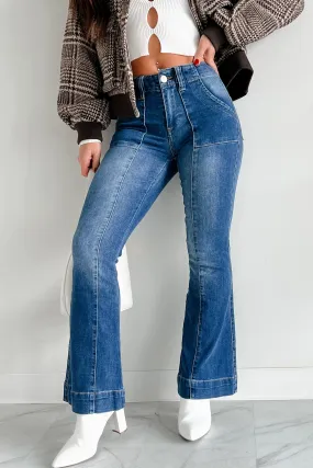 Modern Couple Look Fresh Attire Casper Almost Famous High Rise Flare Jeans (Medium-Dark Wash)