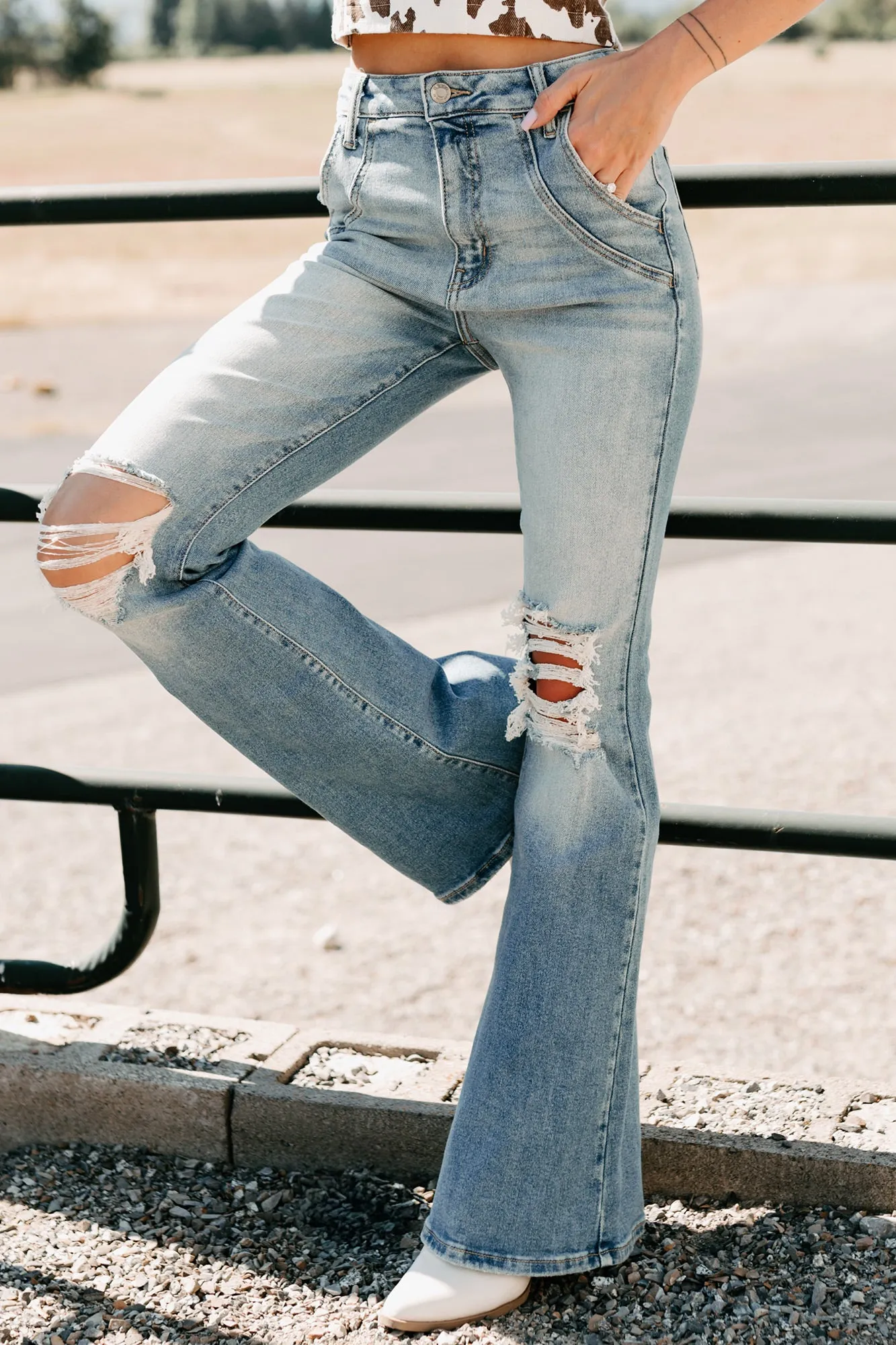 Smooth Picnic Style Laurie High Rise Flare Leg Cello Jeans (Medium)