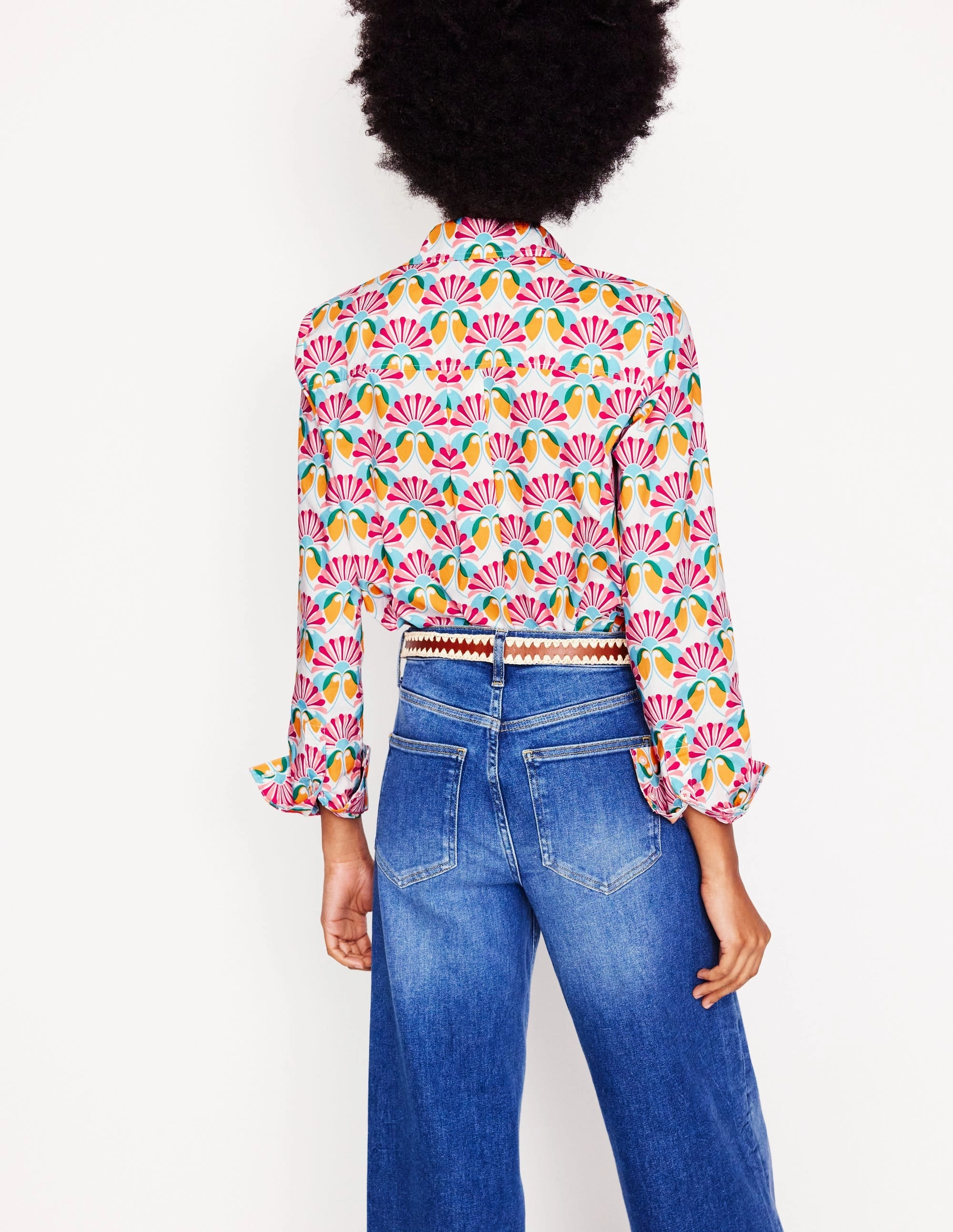 Sienna Cotton Shirt-Ivory, Daisy Bloom Geo Thermal Regulation System