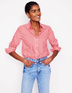 Built In Filter Layer Sienna Cotton Shirt-Jam Red Gingham
