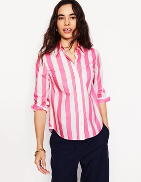 Sienna Cotton Shirt-Pink Rose Wide Stripe HighDensityFoam