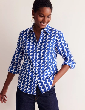 Sienna Cotton Shirt-Sapphire Blue, Birdie Elegant Cardigan DoubleLayered