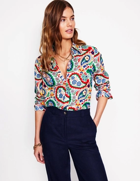 HighElasticity PocketDetails Sienna Linen Shirt-Multi Meadow Paisley