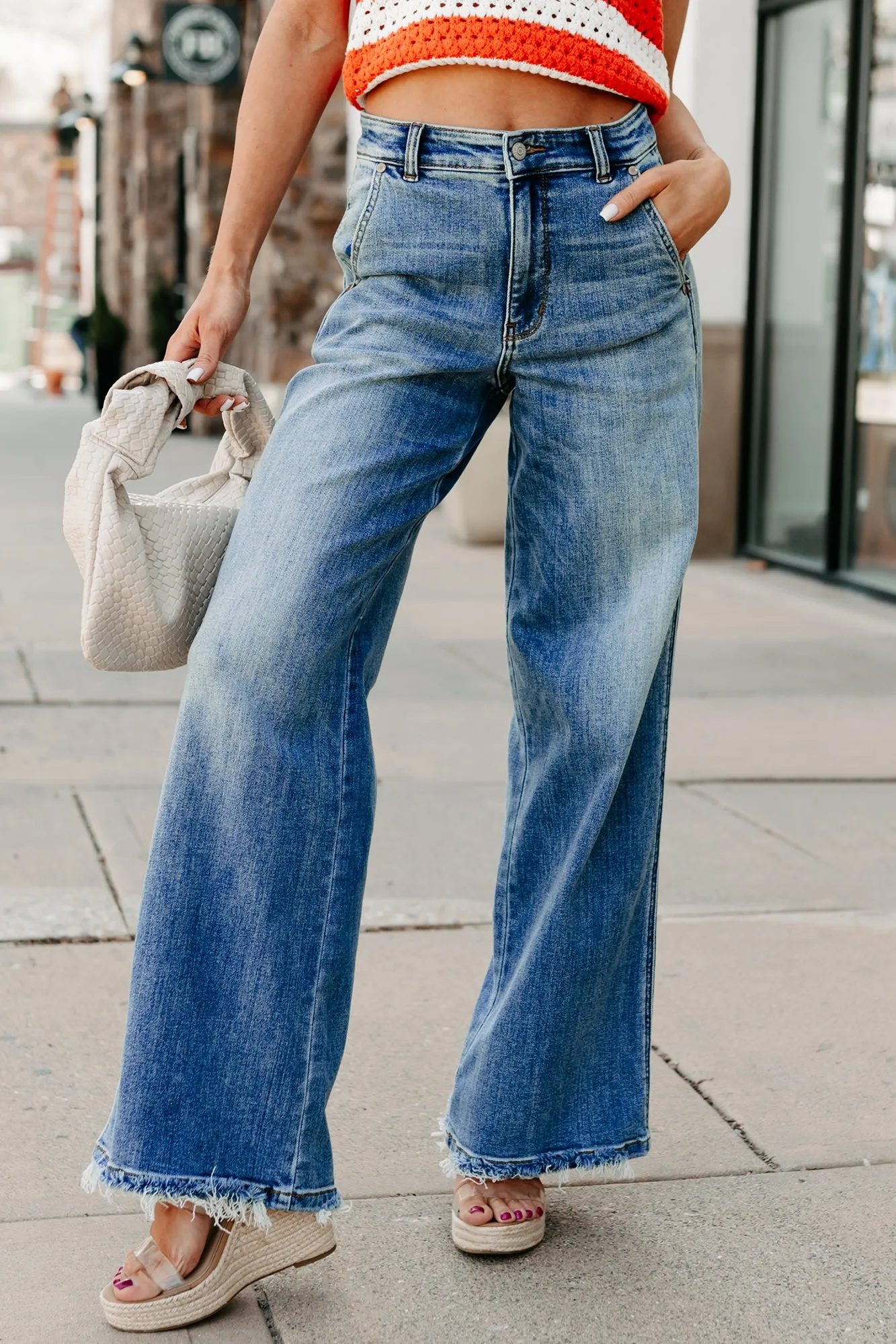 Traveler Gear Summer Vibes Fashion Lover Everyday Outfit Jack High Rise Wide Leg Judy Blue Jeans (Medium)