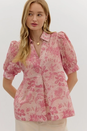 Circular Knit Everyday Wear Simply Mine Mauve Floral Top