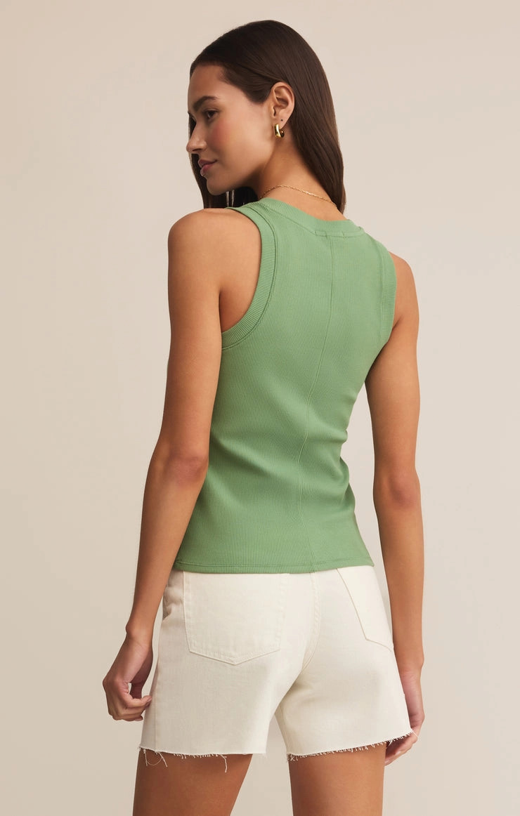 Textured Weave Sirena Rib Tank in Lawn