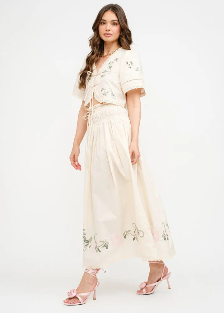 Everyday Style SIVAN FLORAL EMBROIDERED MIDI SKIRT