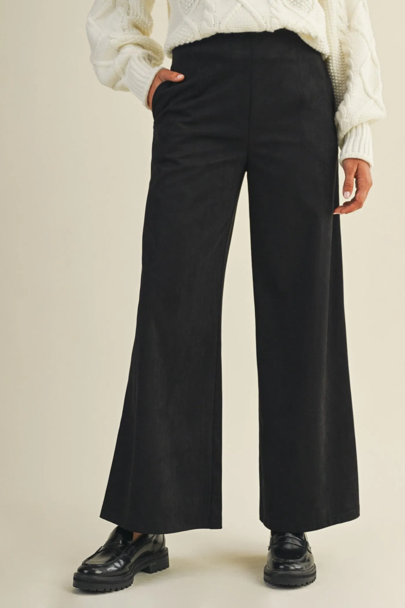 TAYLOR BLACK SUEDE PANTS Refined fit