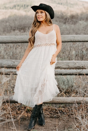 Form Flow Night Ready Sunlit Serenity Crochet Ruffle POL Dress (Natural)