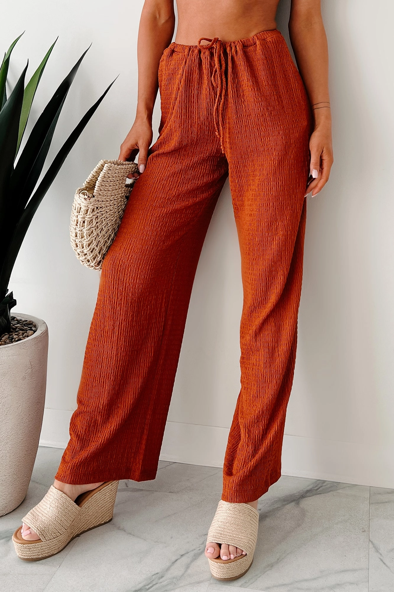 Souls Compass Smocked Drawstring Pants (Baked Clay) Versatile Look