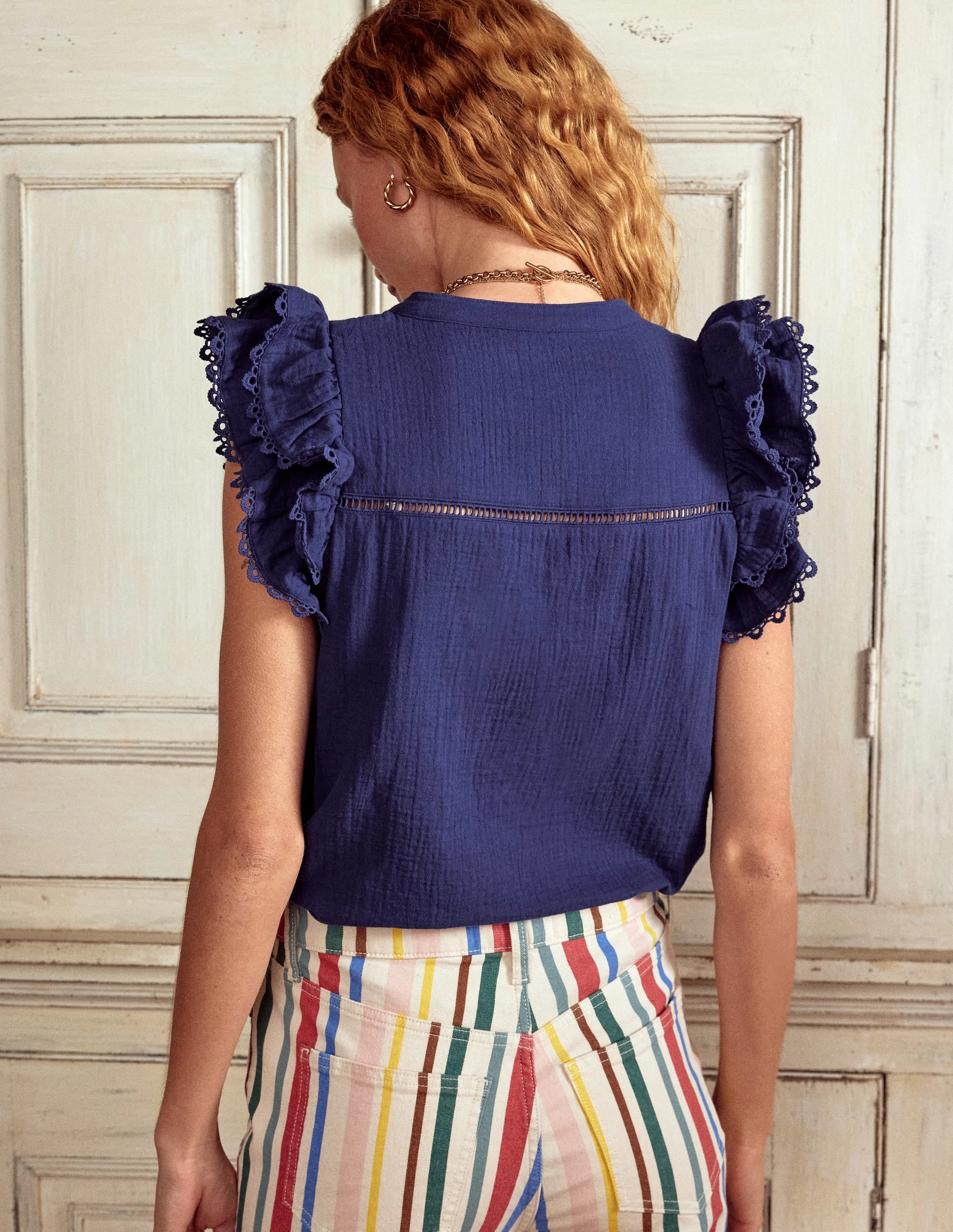 Everyday Fashion Sleeveless Double Cloth Top-Starboard Blue