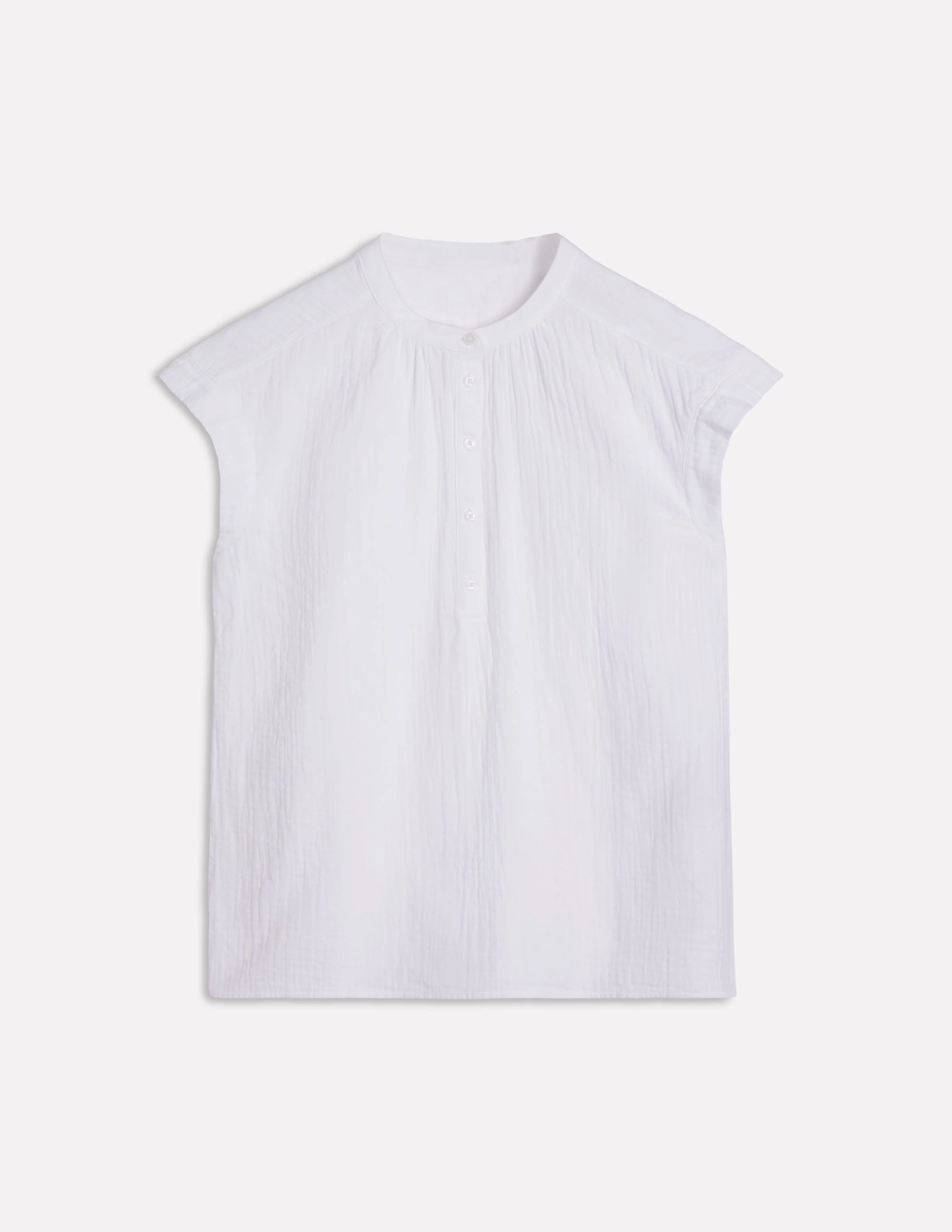 Sleeveless Double Cloth Top-White Durable Reinforced Elbows Reflective Trims