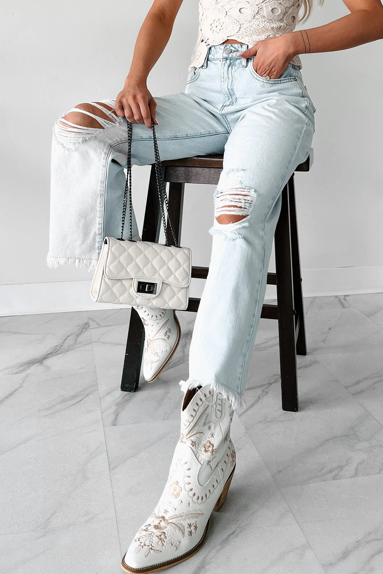 Outdoor Outfit DOORBUSTER Anthony High Rise Distressed Sneak Peek Crop Jeans (Light Acid)