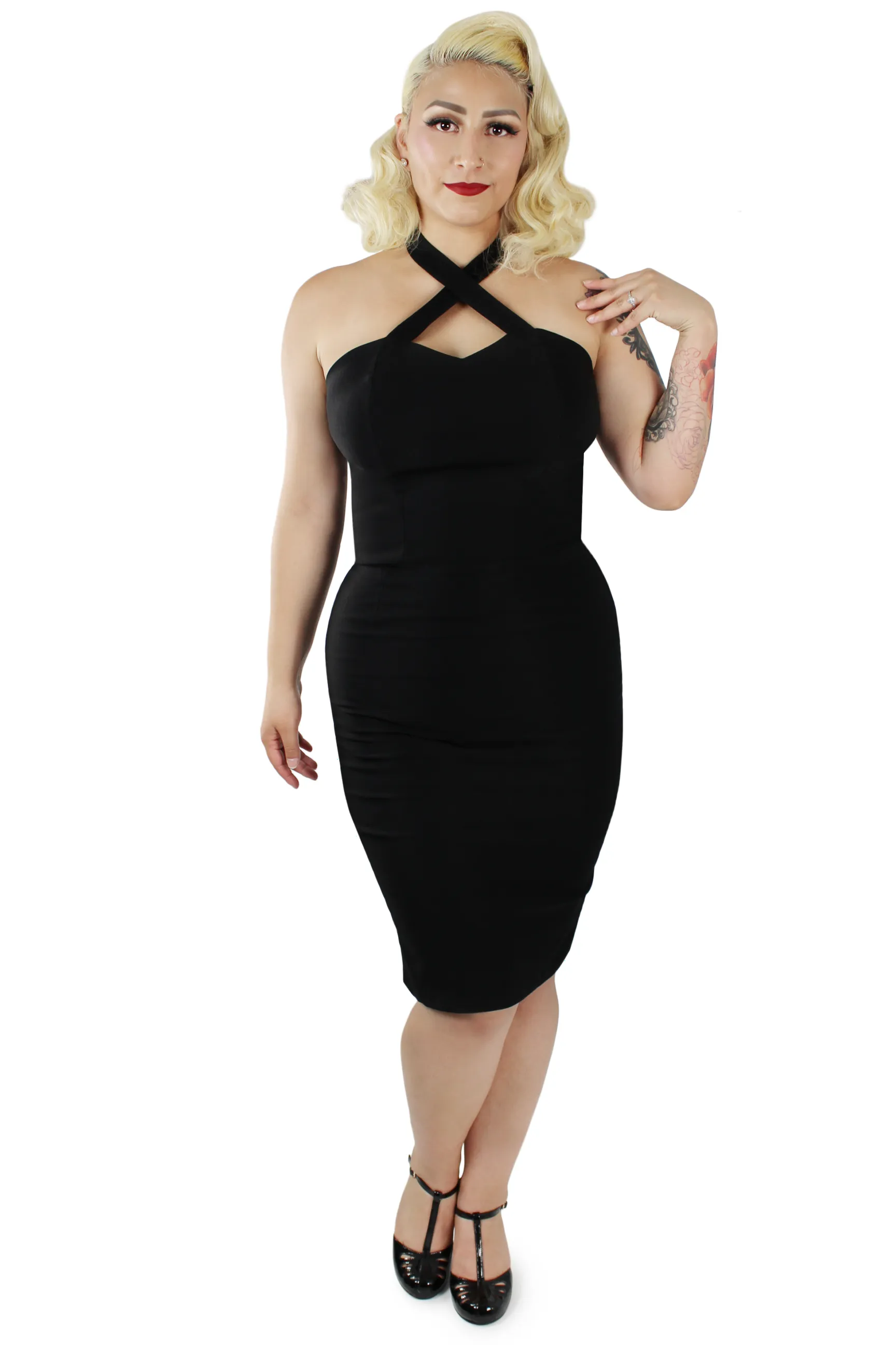 Black Criss Cross Fitted Dress XS-3XL #BCCFD Kind Light City Layering