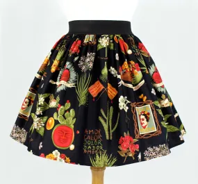 Lounge-friendly Stretch Layer Fit Frida and Cactus Pleated Skirt #PS-C997