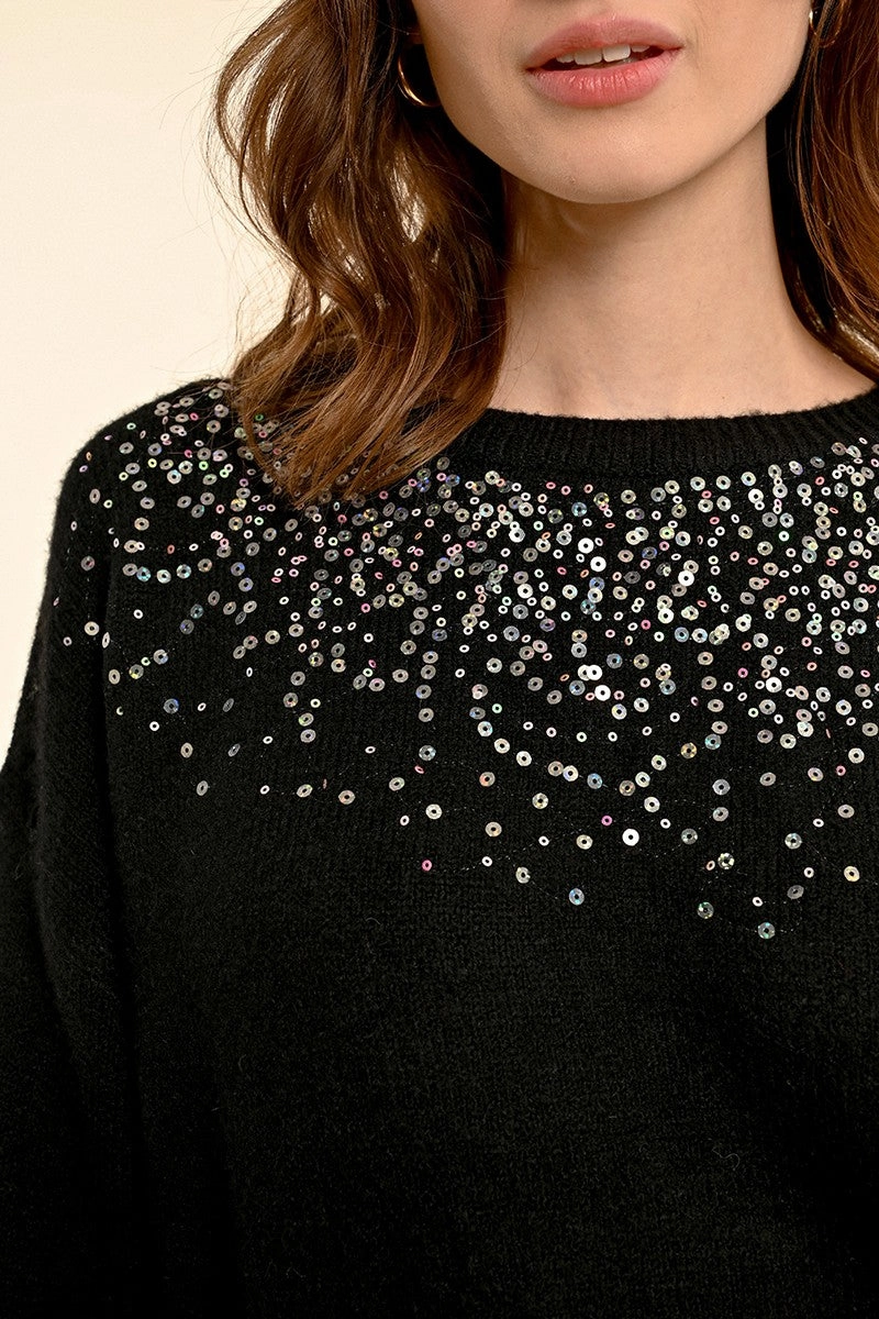ReinforcedEdges Sequin Sweater in Black