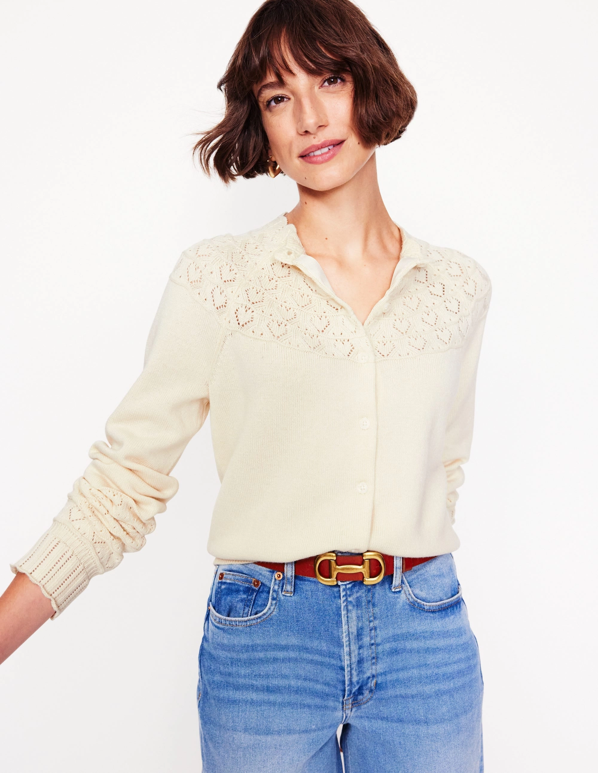 Chic Casual Outfit Cozy Classic Pretty Raglan Cardigan-Warm Ivory