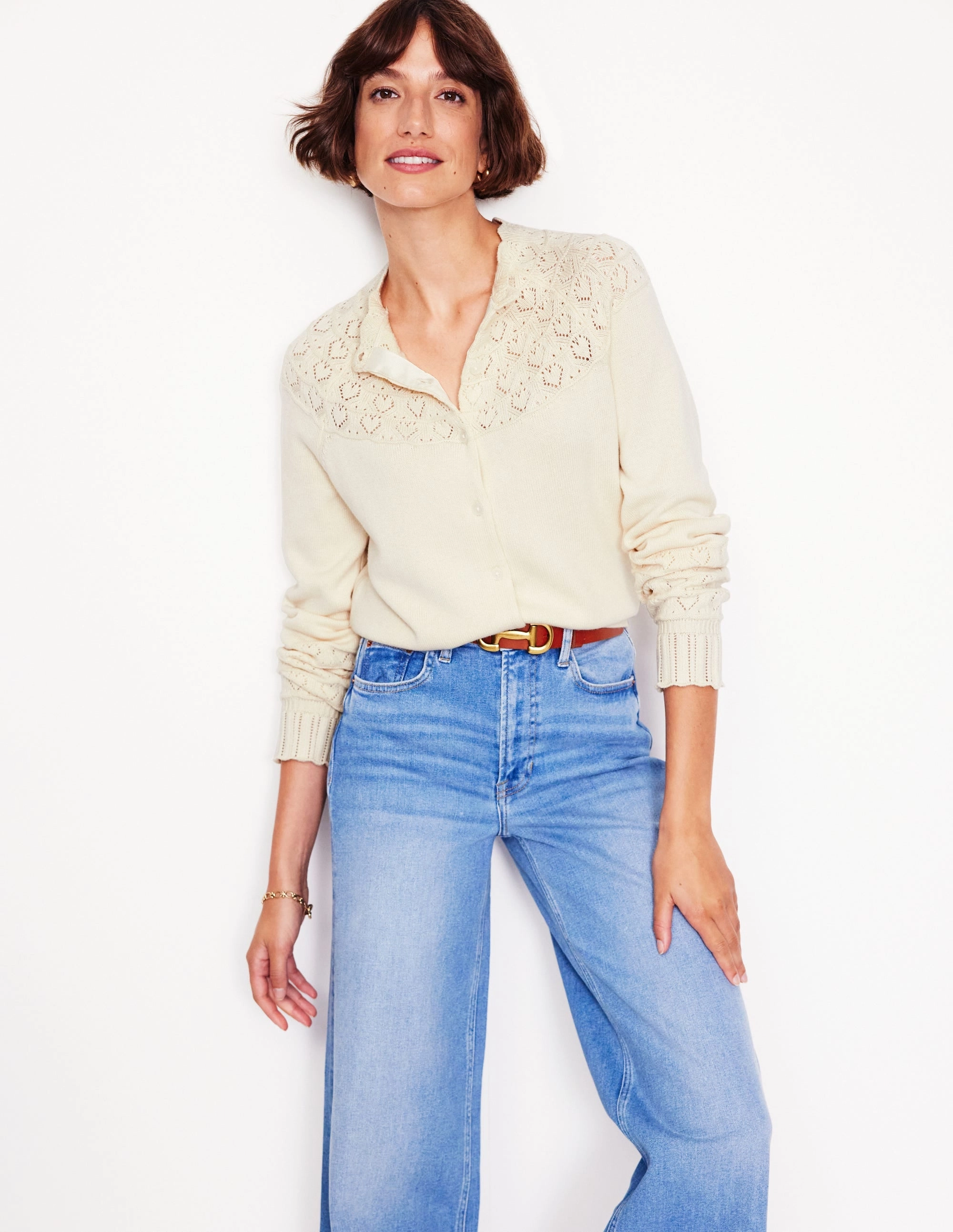 Pretty Raglan Cardigan-Warm Ivory Essential Look HeatTrapping Fibers