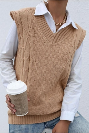 Self Cleaning Coating Seamless Design PATTERNED KNIT SLEEVELESS COZY SOLID CARDIGAN