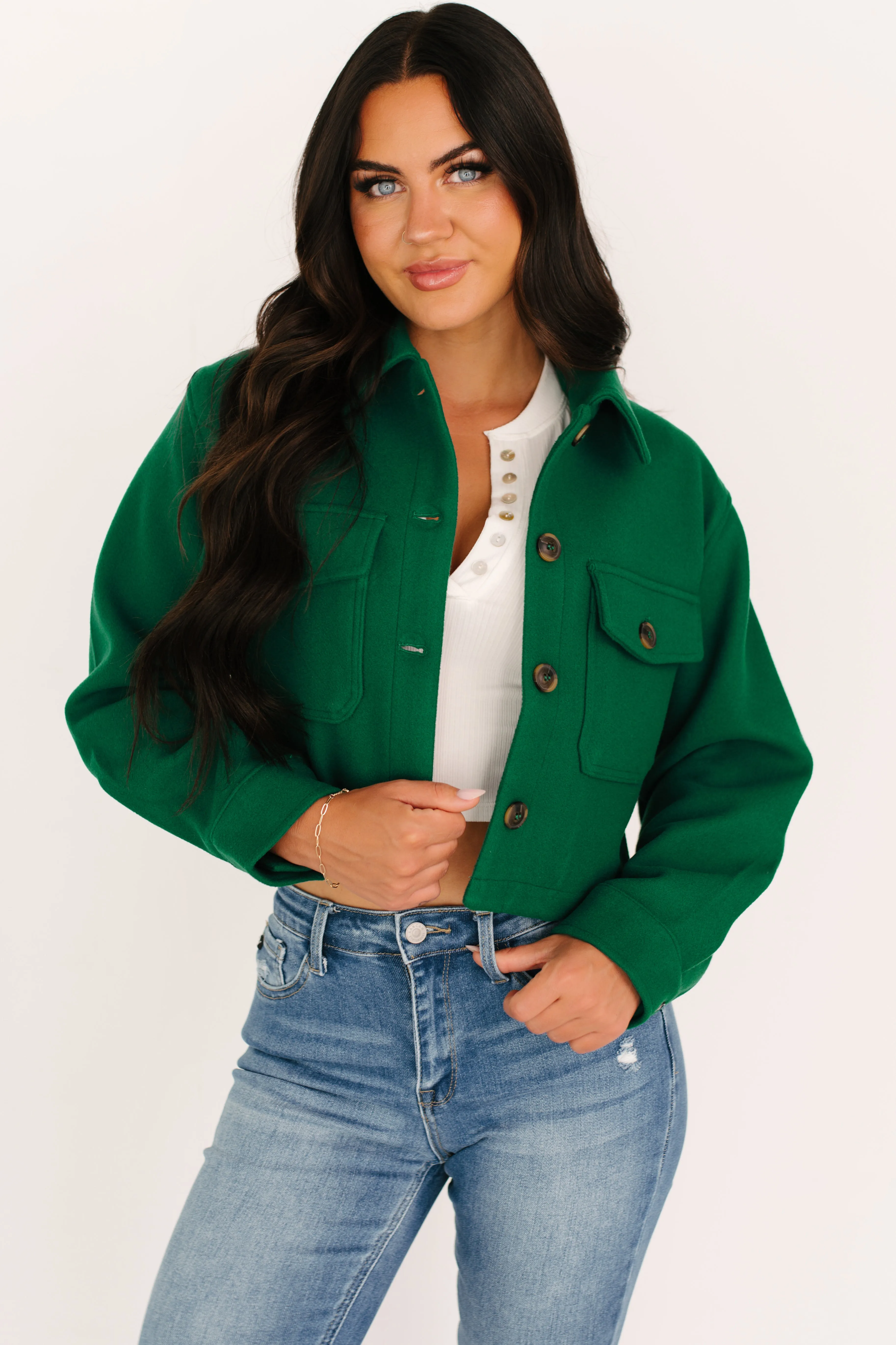 Dive Autumn Soft But Savage Fleece Crop Jacket (Green)