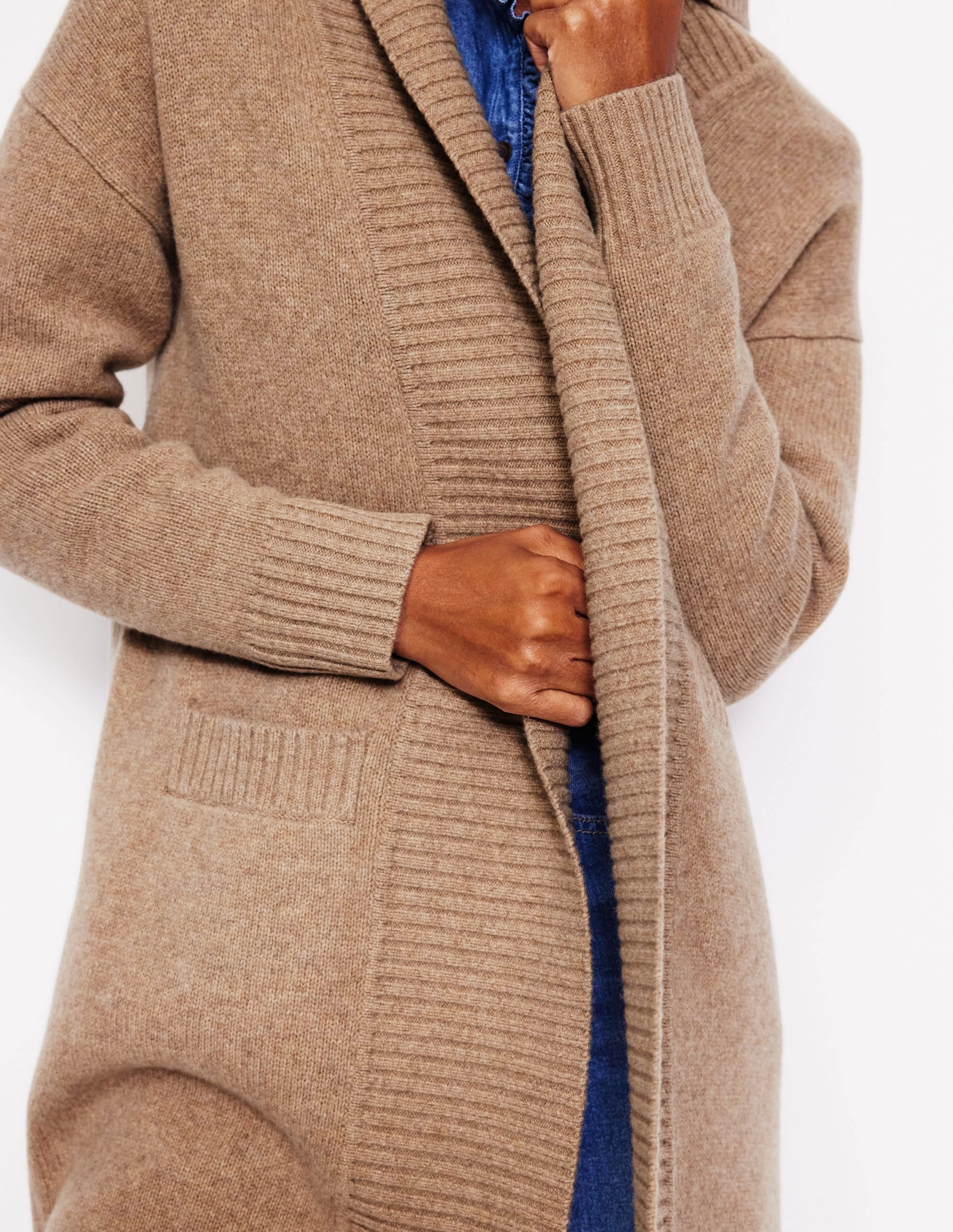 Easy Layering Longline Merino Cardigan-Oatmeal Melange