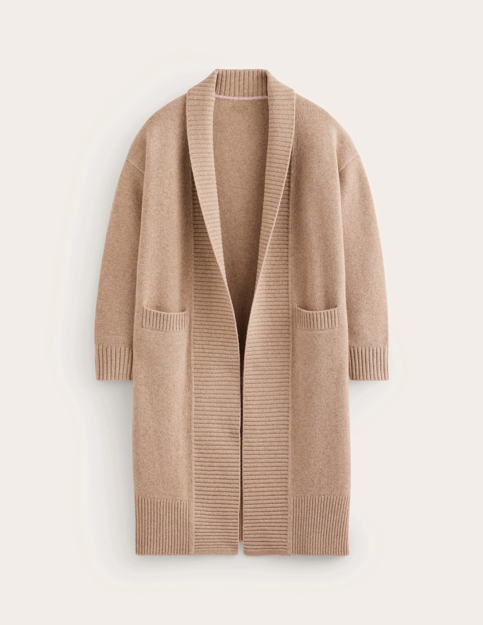 Simple Form Longline Merino Cardigan-Oatmeal Melange